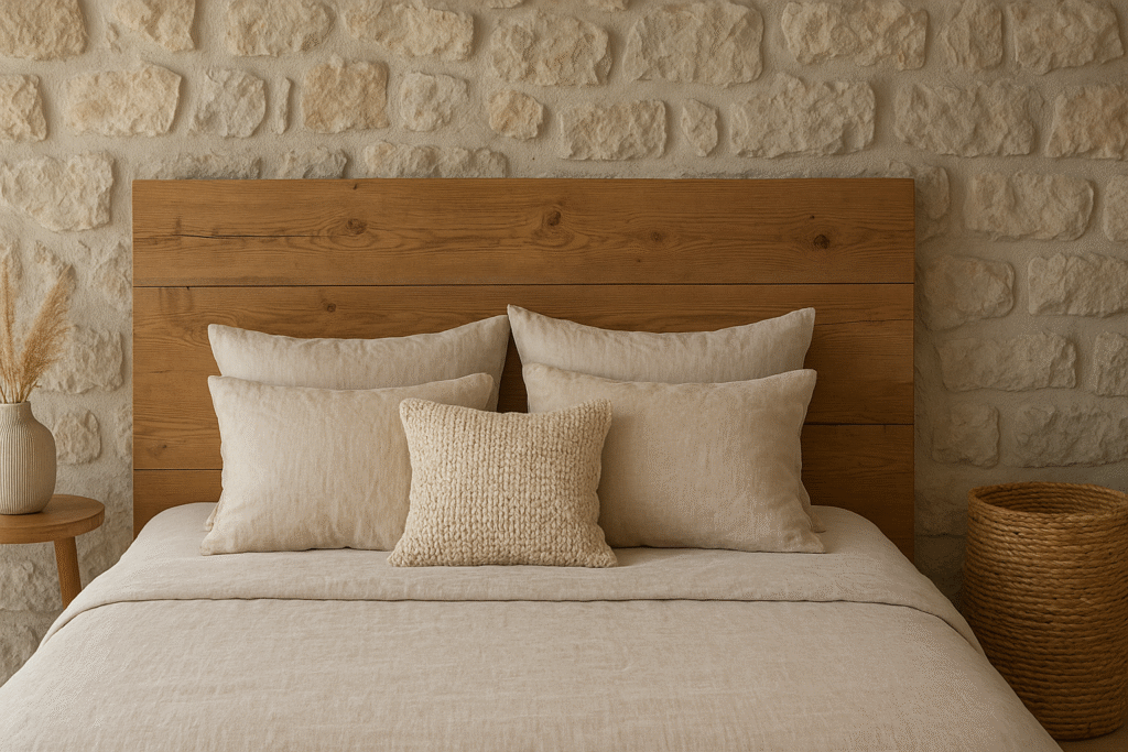 Decoração natural com madeira, pedra e fibras