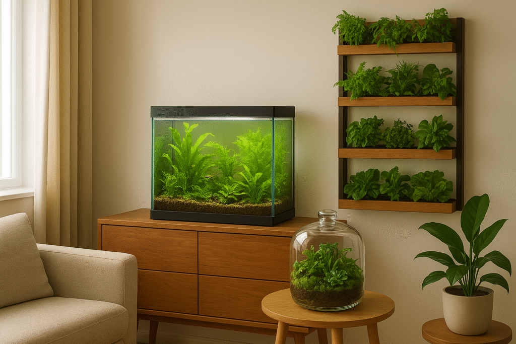 Aquários, Terrários e Biojardins que Equilibram Umidade e Energia da Casa.
