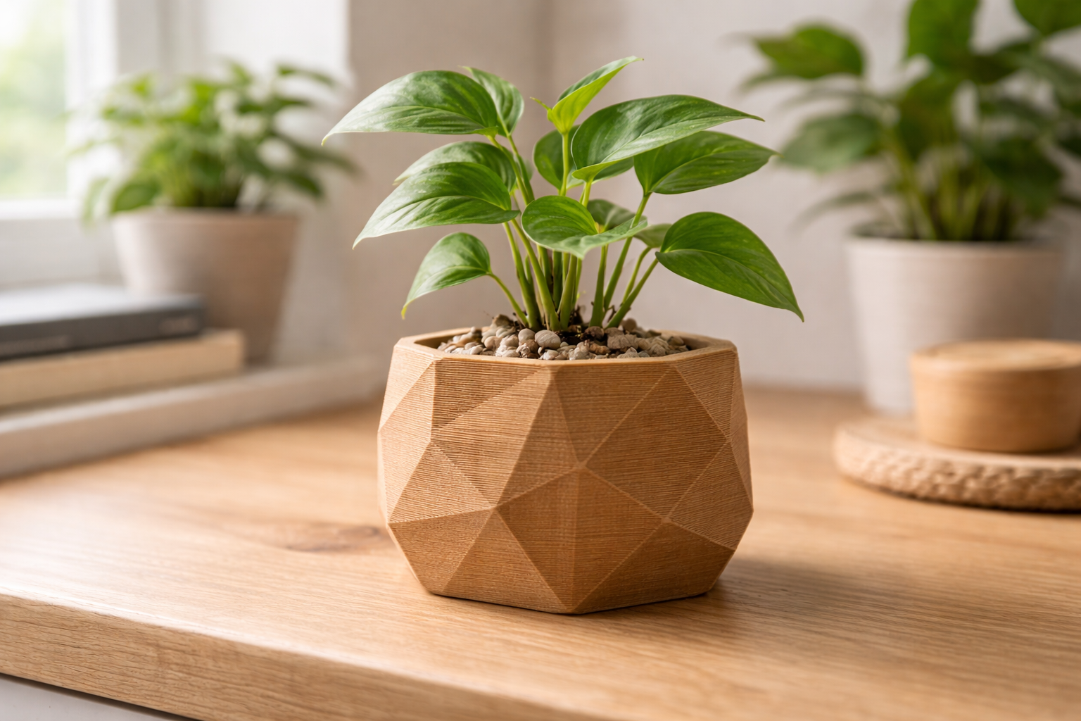 Impressão 3D na Casa Funcional: Modelos Úteis que Transformam o Dia a Dia Objeto funcional impresso em Madeira PLA com textura semelhante à madeira natural